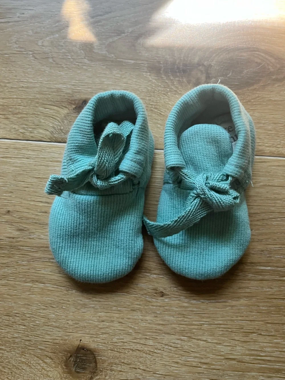 kate quinn Seafoam Green Knit Slip-On Baby Shoes